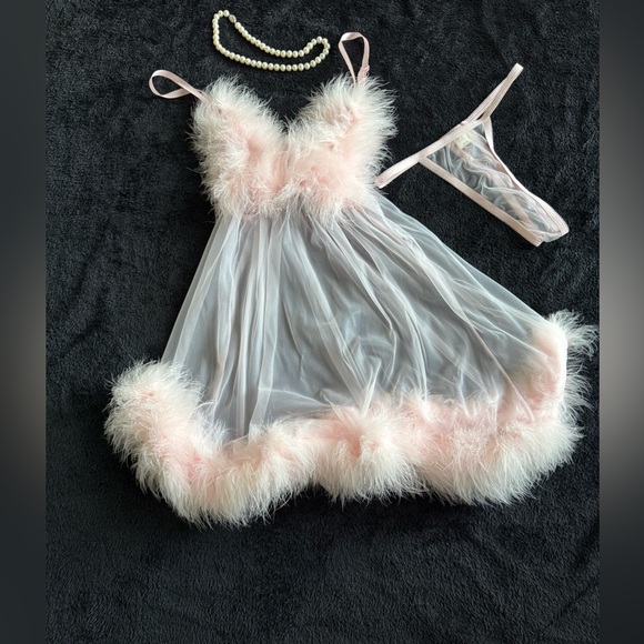Vintage Fredrick’s of Hollywood  Femboy Pink Babydoll Set - Picture 1 of 10